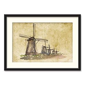 Black Framed Architectural Drawing Home Artwork for Living Room Bedroom