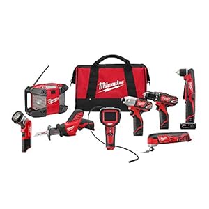 Milwaukee-M12-12-Volt-Lithium-Ion-Cordless-Combo-Tool-Kit-8-Tool-w2-15Ah-and-1-30Ah-Batteries-1-Charger-1-Tool-Bag