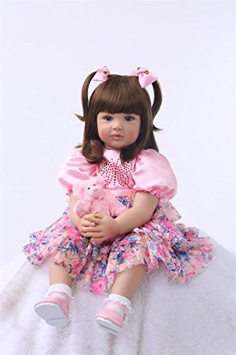 Pursue Baby Soft Vinyl Cloth Body Real Life Princess Girl Doll Ann Cuddle for Children , 24 Inch Lifelike Weighted Big Toddler Doll with Long Hair