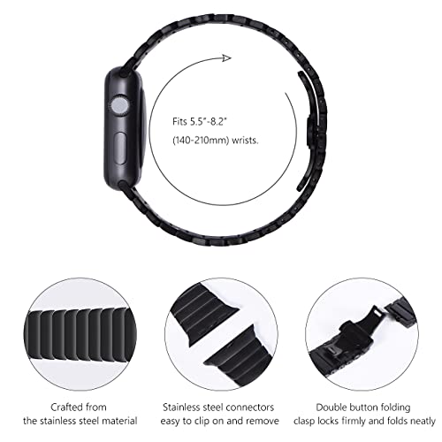 NewWays 49mm 46mm 45mm 44mm 42mm(Series 3 2 1) Metal Strap Compatible with Apple Watch,Solid Stainless Steel Link Replacement Band for iWatch Ultra 3 2 1,Series 11/10/9/8/7/6/5/4/3/2/1/SE,Black