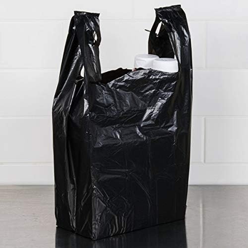 CarryOut Plastic BagBlack Plain TShirt Bag 11.5"x6.5"x21.5" 15 mic