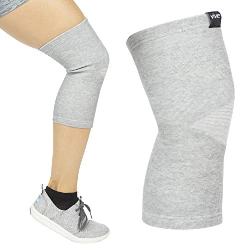 vive knee support sleeves  - brazalete de compresión elástica de carbón de bambú para mejorar la circulación, la recuperación, el dolor en las articulaciones de la artritis - deportes, correr, jogging wrap para hombres, mujeres