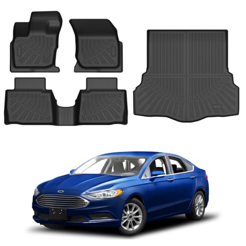 Powerty Floor Mats Cargo Liner for Ford Fusion/Lincoln MKZ Gas Model(Not for Hybrid) 2017-2020 All Weather 3D TPE Anti-Slip Car Protection, 1st & 2nd Row Set with Rear Cargo Mat Accessories at Amazon