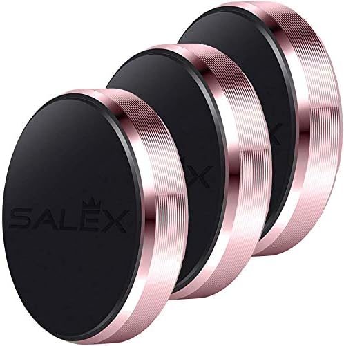 SALEX Magnetic Mounts 3 Pack for Girls, Women. Cute Rose Gold Flat Cell Phone Holder for Car Dashboard, Wall, Mirror, Table, Truck. Pretty Pink Stick on Universal Magnet Kit for Tablets, Smartphones.