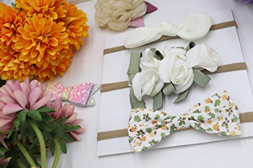image for Baby Girl Headbands Bows flowers,3 Pack Hair Accessories for Newborn I