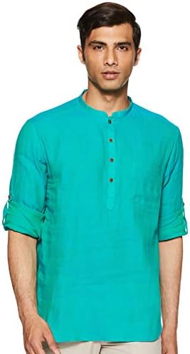 Manthan Men's Banded Collar Short Kurta