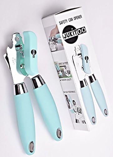 Manual Can Opener with 2 Bartender Bottle Opener on the Top by JUKITOO, Can Opener Smooth Edge, Can Opener Non Slip Handles, Can Opener Rubber Grips