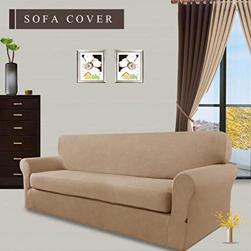 EasyGoing 2 Pieces Microfiber Stretch Sofa Slipcover Spandex Soft