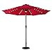 FLAME&SHADE 9' Solar LED Lighted Outdoor Patio Umbrella Market Style for Balcony Table Terrace Garden Deck or Yard with Tilt, Red