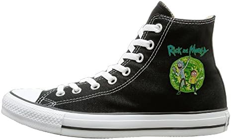 Jajade Men &amp; Women Rick And Adult Animated Science Fiction Sitcom Morty High Top Sneakers Canvas Shoes Fashion Sneakers Shoes Travel 39 Black