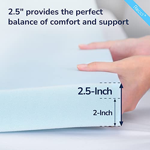 RECCI 2.5 Inch Twin Mattress Topper, Gel Infused Memory Foam Mattress