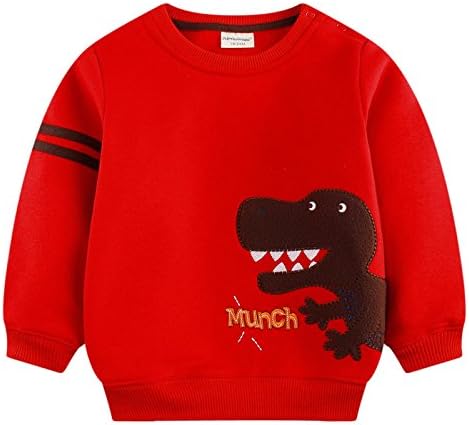 Kids Christmas Round Neck Thick Sweatshirt Warm Fleece Outwear for 18 to 24 Months Red