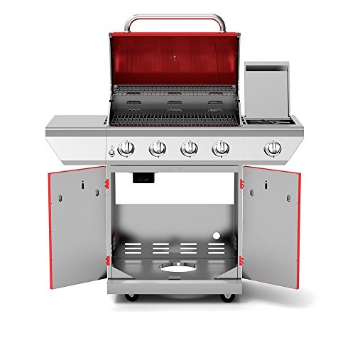 Nexgrill 4Burner Propane Gas Grill in Red with Side Burner Gas Barbecues