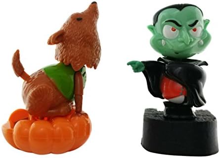 Solar Powered Halloween Bundle Set of 2 Moving Dancing Halloween Figures Howling Werewolf and Dancing Dracula