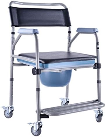 SHKD Shower Chair With Wheels Commode Chair and Padded Toilet Seat Shower Transport Chair Shower Wheelchair Bath Toilet , B