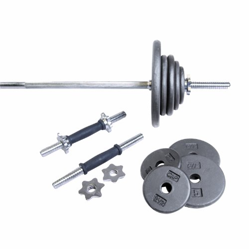 CAP Barbell Regular 110-Pound Weight Set with 5-Feet Threaded Standard Bar (Grey)