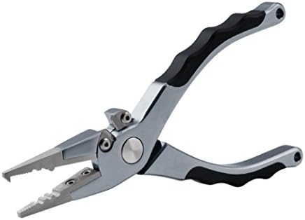 BITE FISHING TACKLE Professional Aluminum Saltwater Fishing Pliers Tungsten Carbide Cutters (gun metal)