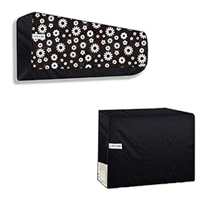 Rekhas Waterproof AC Cover Set for 1.5 ton Capacity Indoor and Outdoor Unit (Black)