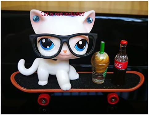 jwrac LPS Accessories Set Glasses Coffee Cola Drink Skateboard Earrning for LPS Cat and Dog Collie Shorthair Cat Cocker Spaniel Great Dane Cat is Not Included