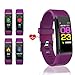 HK Fitness Tracker HR, Activity Tracker Watch with Heart Rate Blood Pressure Monitor Waterproof Smart Bracelet Wrist Band with GPS Step Calorie Counter Pedometer Watch for Kids Women Men,Purple