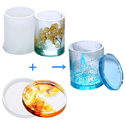 Cylinder Epoxy Resin Silicone Molds - DIY Pen Holder Mold & Circular Silicone Coaster Molds Set, Clear Flower Pot Moulds for Casting Succulent Plants Pot and Many Other Art Craft, Sold by MeiMeiDa