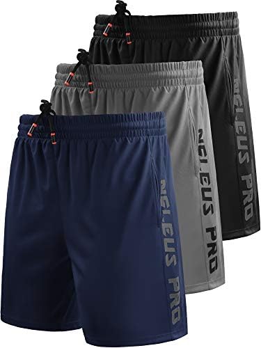 NELEUS Men's Workout Running Shorts with Pockets,6056,3 Pack