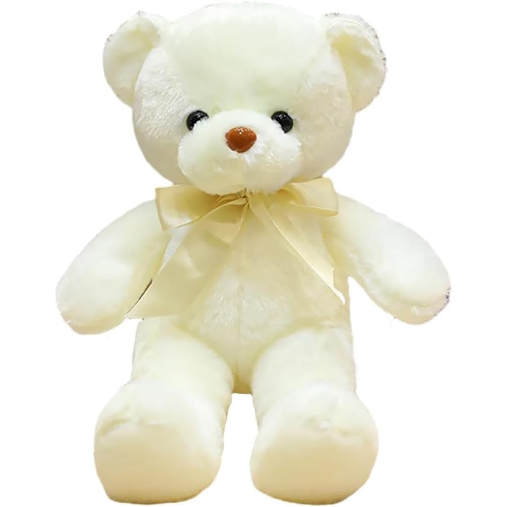 Wgxzyq Teddy Bear Stuffed Animal, 12inch Teddy Bear Plush Toy, Birthday Valentine's Day Xmas Gifts for Kids Boys Girls Friends (A-White)