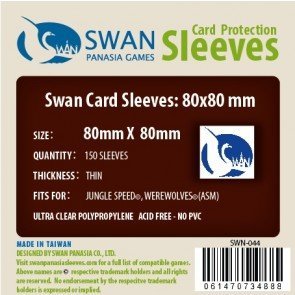 Swan Card Sleeves (80x80mm) - 150 Pack, Thin Sleeves - Jungle Speed, Werewolves