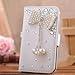 Hundromi iPhone 6s Plus Case, iPhone 6 Plus Luxury 3D Bling Crystal Rhinestone Wallet Leather Purse Flip Card Pouch Stand Cover Case for iPhone 6 Plus/6s Plus(Pearl Bowknot)