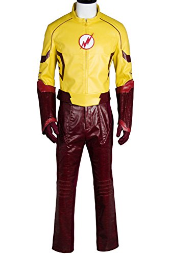 Kid Flash Cosplay Costume Outfit Uniform Leather Suit Shirt Coat Jacket Jumpsuit