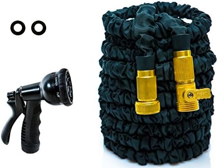 COMMANDO HOSE Heavy Duty 75 Feet Double M Expandable Hose with Solid Brass Spray Nozzle