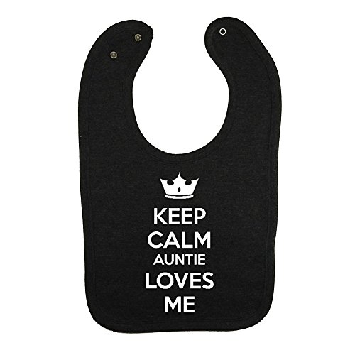 Mashed Clothing Unisex-Baby Keep Calm Auntie Loves Me PREMIUM 2-Ply Snap Baby Bib (Vintage Smoke)