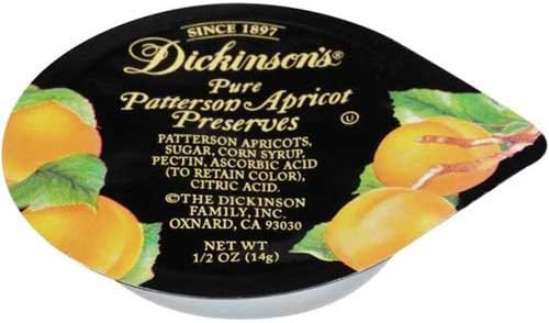 Dickinson Apricot Preserves, 1/2 Ounce -- 200 per case.