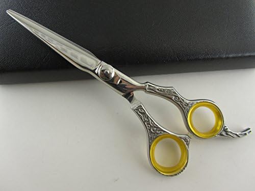 5.5" Professional Barber Razor Edge Titanium Coated Hair Cutting Shears Scissors +Case Silver Color
