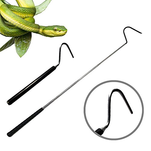 Collapsible Snake Hook for Catching, Controlling, or Moving Snakes, Stainless Steel & Copper Extend to 39.3 inch, Telescoping Pocket Stainless Steel Black Snake Shaft Retractable Reptile Hook