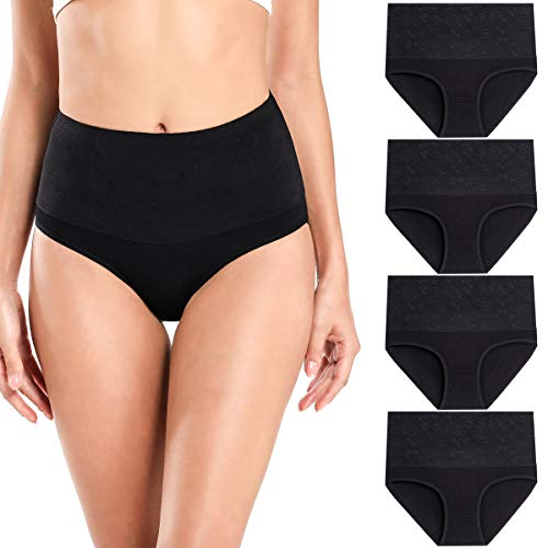 wirarpa Women's Cotton Underwear 4 Pack High Waisted Full Coverage Plus
