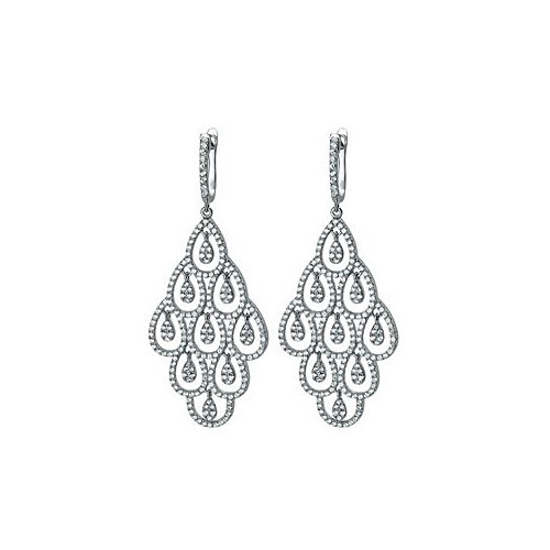 Fine Jewelry Vault UBNERV1ER140AGCZ Cubic Zirconia Sterling Silver Chandelier Earrings April Jewelry
