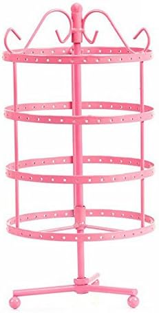 Ziomee 72 Pairs/144 Holes Earring Holder Organizer,4 Tiers Rotating Earring/Jewelry/Necklace stand display Rack Towers,Rose