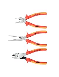 Neiko Pro 3 Piece aislado Juego de alicates del contratista Grado (1000 V vde probado con funda de transporte