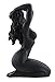 Veronese Design Glossy Black Female Nude Kneeling Hands in Hair Statue Facing Left