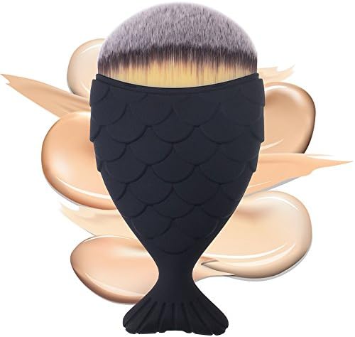 Ementy Fish Scale Brush Makeup Brush Fishtail Brush Powder Blush Makeup Tools Professional Makeup (Black)