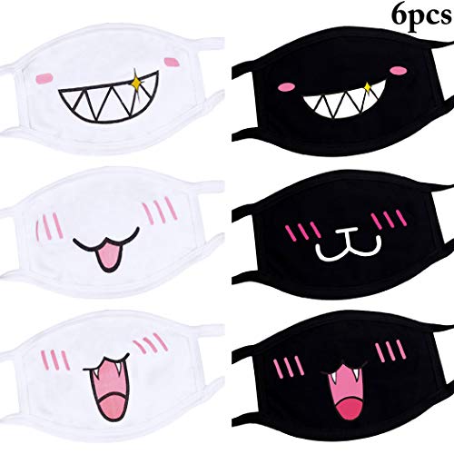 Mouth Mask,Aniwon 6PCS Cute Cotton Face Mask Anti Dust Kawaii Anime Mask Unisex Kpop Mask for Men Women.
