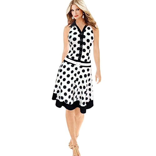 Lamolory-Womens-DressseCasual-Polka-Dot-Sleeveless-V-Neck-Dress-With-Belt