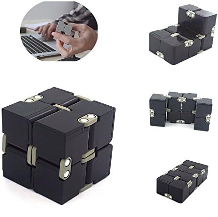Infinite Cube Fidget Cube Pressure Reduction Toy - Infinity Turn Spin Cube Edc Fidgeting - Killing Time Toys Infinite Cube For ADD, ADHD, Anxiety, and Autism Adult and Children(Black)