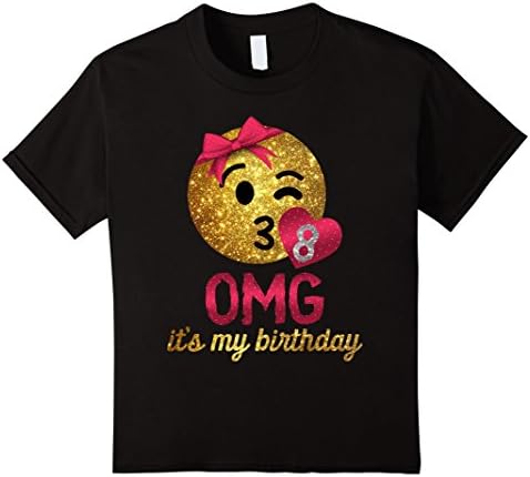 Kids OMG It's My Birthday Emoji Shirt - Girls 8th Birthday Shirt 8 Black