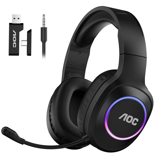 AOC Kabelloses Gaming-Headset mit Mikrofon für PC, PS5, PS4 und Switch