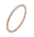VNOX 1.5mm Stainless Steel French Rope Wedding Ring for Women,Rose Gold Plated Size 5-7