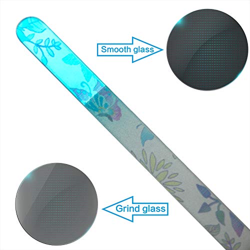 EZGO 5 Pieces Colorful Printed Pattern Crystal Glass Nail Files Set, Glass Files for Nails and Bonafide Beauty