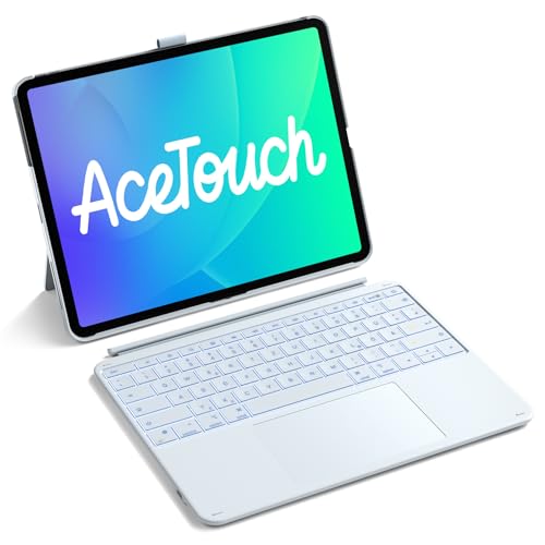Inateck AceTouch Keyboard Case for iPad Air 13 Inch (2026/2025/2024, M4/M3/M2), Keyboard for iPad Pro 12.9 Inches, 6 Inch Large Trackpad, Removable, QWERTZ, 7 Colours Backlit, with Pen Holder, AceTouch