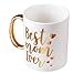 Engraved Gold Best Mom Ever Mum Coffee Mug - Gold Large Handle Coffee Mug for Mom 12 oz - Ceramic Tea Cup White with Large Gold Handle, Mother's Day Gifts for Mum